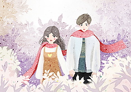 唯美情人节插画设计