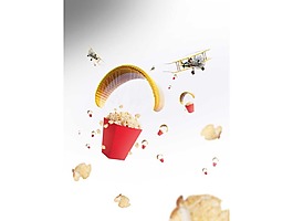 降落伞爆米花广告png元素