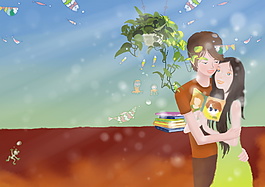 可爱情人节插画设计
