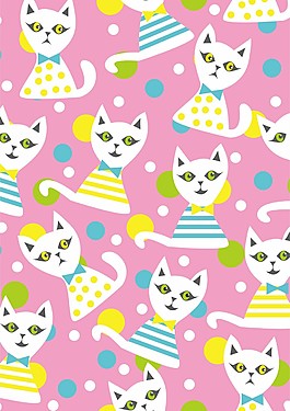 卡通猫咪无缝背景