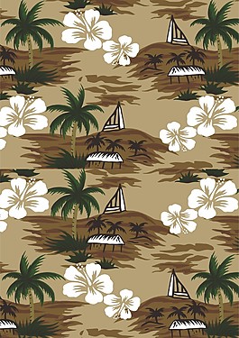 棕榈树花卉图案无缝背景