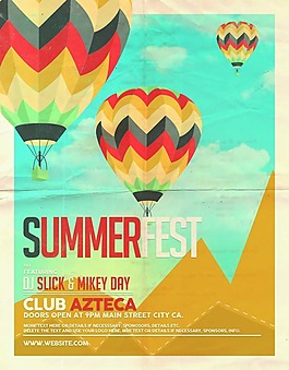 热气球海报传单PSD模板