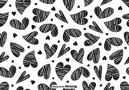 黑色手绘爱心图案花纹ai矢量素材下载