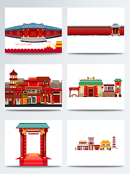 扁平化古建筑PNG