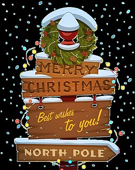 圣诞节装饰户外木板透明素材