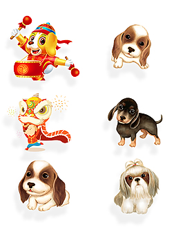 2018年新春春节卡通喜庆狗狗装饰图案