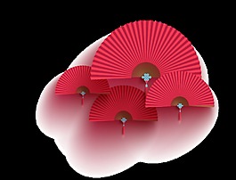 简约扇面透明装饰素材