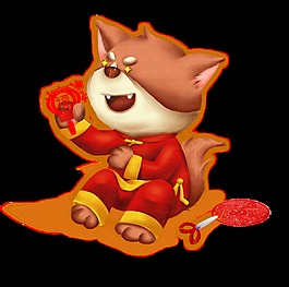 福气小熊透明装饰素材