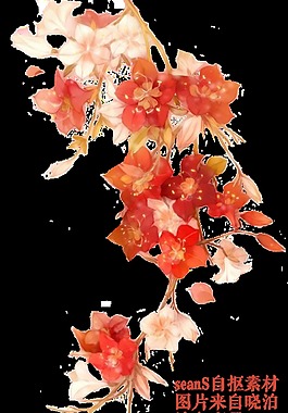 手绘梅花透明装饰素材