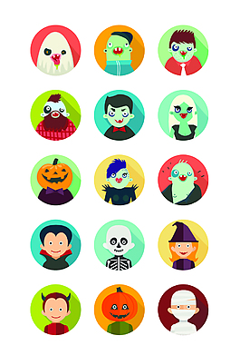 卡通万圣节头像人物素材