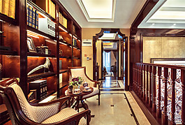 中式经典别墅客厅装修效果图
