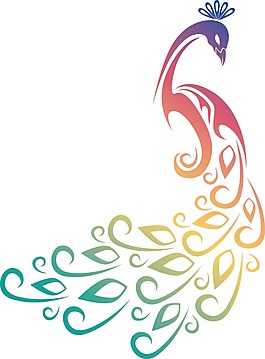 卡通彩色孔雀png元素