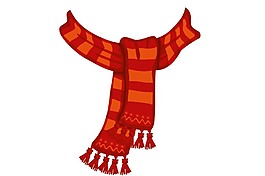 红色围巾插画png元素