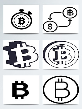 黑白线稿比特币转换图标