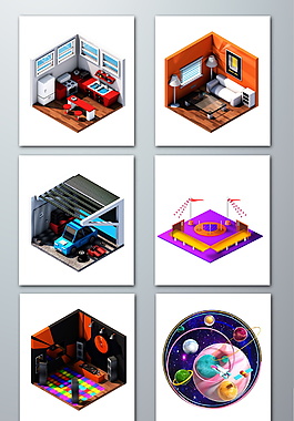 建筑场景三维模型立体元素设计