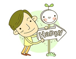 卡通happy指示牌插画png元素