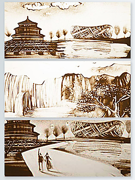 欧式风格沙画艺术背景