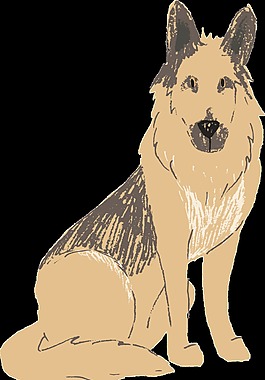 手绘水彩狼狗狗狗透明素材