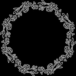 手绘简约免扣黑白花环