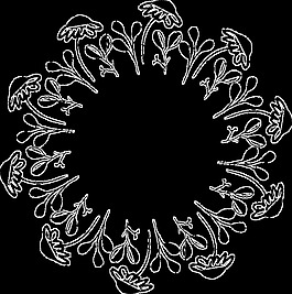 手绘简约碎花免扣黑白花环