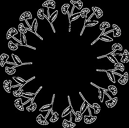 手绘花环免扣黑白花环