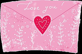 原宿风信封手绘透明素材