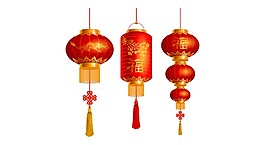 唯美红色灯笼元素