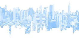 卡通蓝色城市建筑png元素