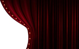 红色幕布帘png元素