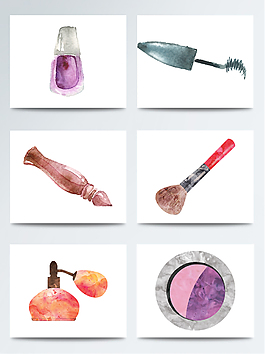 各类唯美手绘水彩化妆品