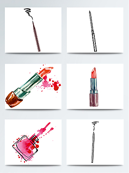 水彩手绘化妆品