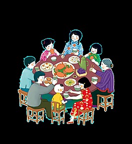 中国式传统年夜饭素材
