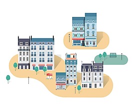 卡通生活住宅楼png元素