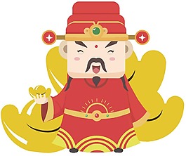 卡通喜庆财神到png元素