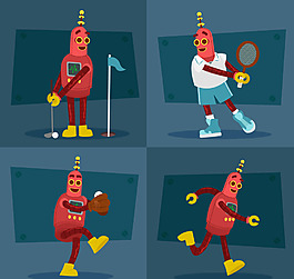 卡通运动机器人素材