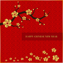 中国金色新年花卉素材