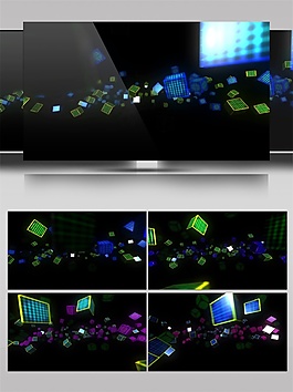 蓝色光束方块视频素材