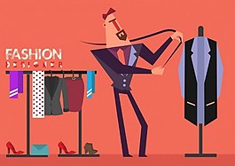 时尚男人选衣服服装ai矢量素材下载
