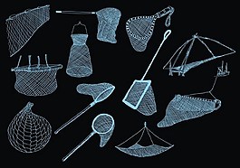鱼网抓鱼工具ai矢量素材下载