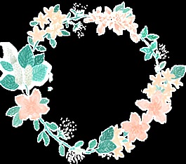 清新薄荷蓝花朵手绘花环装饰元素