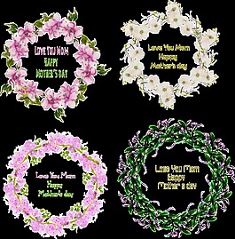 清新圆形手绘花环装饰元素