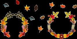 枫叶手绘花环装饰图案