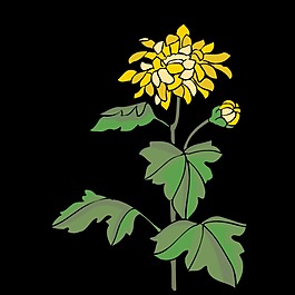 清新粉黄色手绘菊花装饰元素
