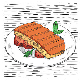 手绘创意餐饮食物插画