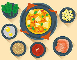 扁平化火锅食物插画