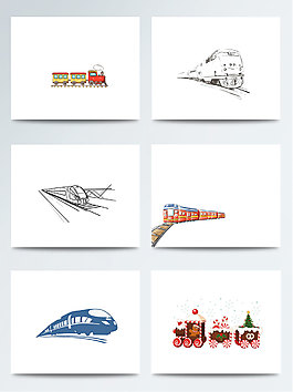 手绘卡通现代小火车