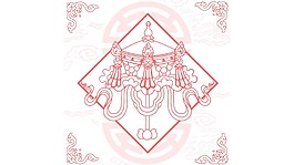 红色花边装饰png元素