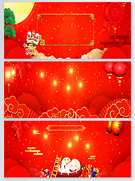 手绘大红中国风电商广告背景