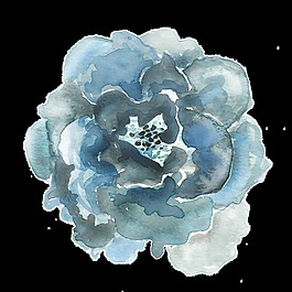 冷色系水彩花透明素材png