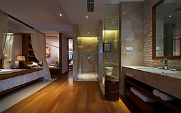 现代简约卫生间玻璃门室内装修效果图